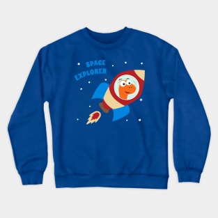 cute dinosaur astronaut play with his rocket Crewneck Sweatshirt